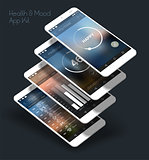 Flat design responsive UI mobile app with 3d mockups