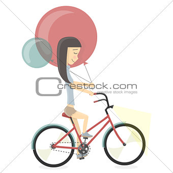 Character for animation girl with balloons. Vector illustration on a white background.