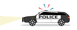 Colored Police car with Siren Flat Design. Vector Illustration.