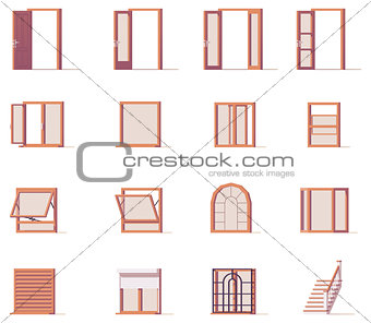 Vector windows and doors set