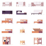 Vector beds and sofas set