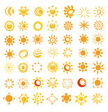 Set of glossy sun images vector illustration