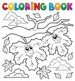 Coloring book happy autumn leaves
