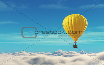 Man in a hot air balloon yellow 