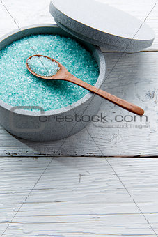 Salt for bath on table