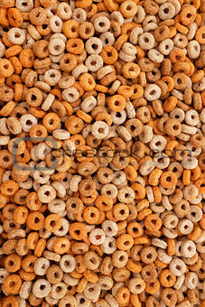 Healthy multigrain hoops breakfast cereal background