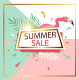 Summer banner with flamingo