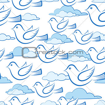 Seamless with Birds in Sky