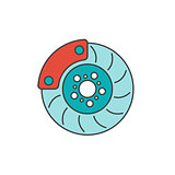 Brake disc flat line icon