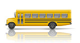 Yellow school bus. Transportation and vehicle transport, travel automobile. Relistic school bus mockup. Vector illustration