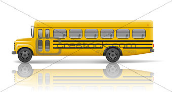 Yellow school bus. Transportation and vehicle transport, travel automobile. Relistic school bus mockup. Vector illustration
