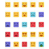 Squared emoticons vector icons set.