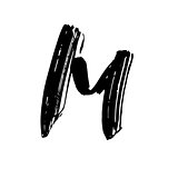 Letter M. Handwritten by dry brush. Rough strokes font. Vector illustration. Grunge style alphabet