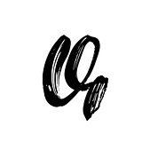Letter Q. Handwritten by dry brush. Rough strokes font. Vector illustration. Grunge style alphabet