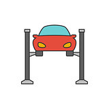Car lifting flat line icon