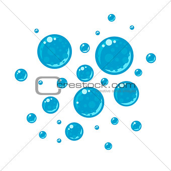 Soap bubbles in flat style isolated on white background.