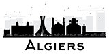 Algiers City skyline black and white silhouette.