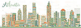 Abstract Atlanta Skyline with Color Buildings. 