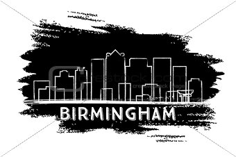 Birmingham Skyline Silhouette. Hand Drawn Sketch.