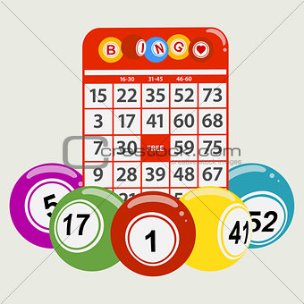 Drawning style bingo balls and red card background