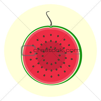 Half slice red watermelon icon