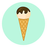 Ice cream in waffle cone icon