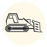 Outline earth mover icon, bulldozer icon