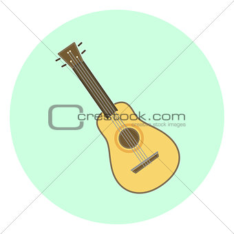 Flat vector ukulele, small hawaiian guitar