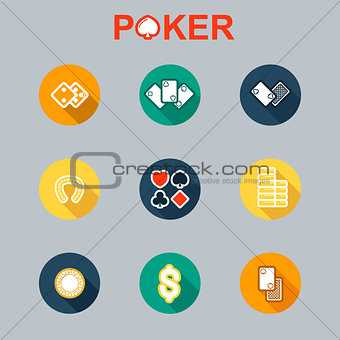 Vector set of casino icons longshadow
