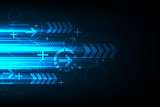 Technology of communication speed on blue background.