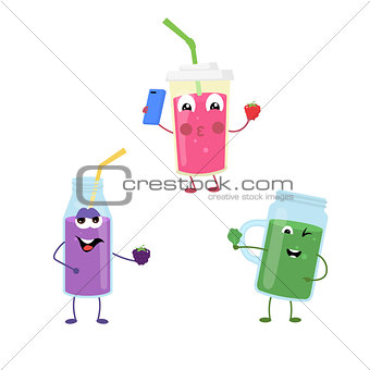 Set of funny characters from smoothies.