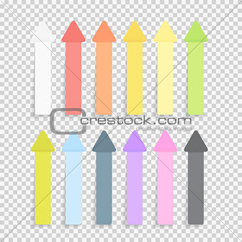 Sticky Office Paper Sheets Notes Pack Collection Set with Shadow Isolated on Transparent Background Vector Illustration