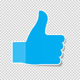 Sticky Paper Thumbs Up Sign Note on Transparent Background  Vector Illustration