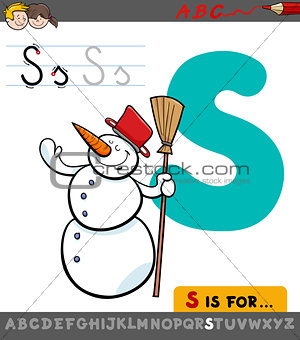 letter s with cartoon snowman