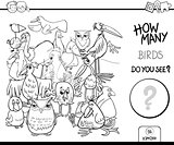 counting birds coloring book activity