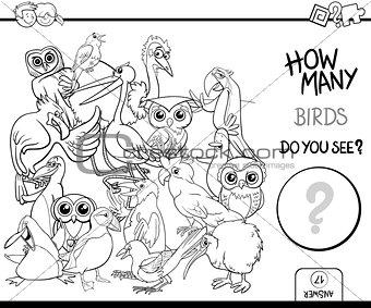 counting birds coloring page activity