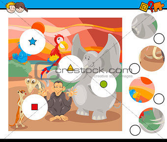 match pieces game with safari animals