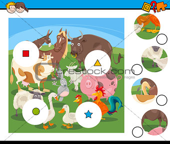 match pieces game with cartoon farm animals