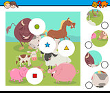match pieces game with farm animals