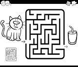 maze activity game with cat and milk