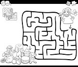 maze activity game with girl and sweets