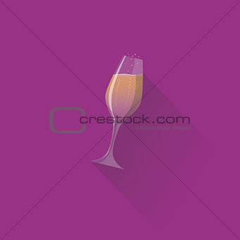 Glass of champagne or sparkling wine. Modern vector drawing