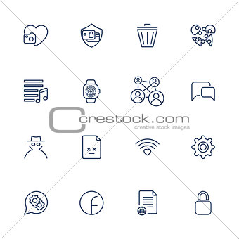 Set with 16 icons for mobile app, sites, mobile, software