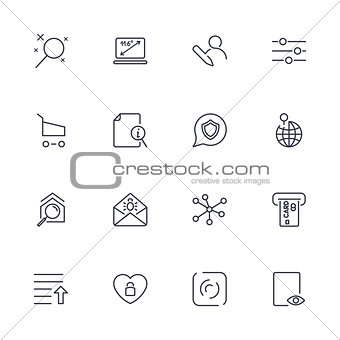 Set with different icons in modern style
