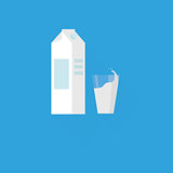Milk glass and package icon, minimal flat design