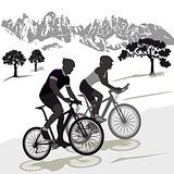A couple on the Mountainbike Illustration