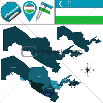Map of Uzbekistan with Regions