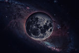 Earths Moon. Outer space background.