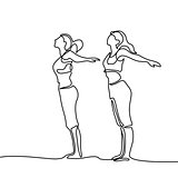Two women doing exercise in yoga pose