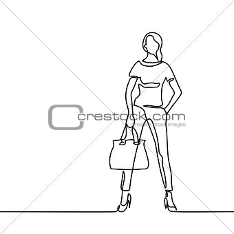Fashion standing woman with bag